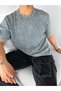 Men's Cotton Textured Flexible Washed Look Knitwear T-Shirt Gray - 2