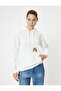 Oversize Hooded Sweatshirt with Pocket Detail and Cat Embroidery