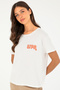 Women's Ecru Crew Neck T-Shirt 50286050-Vr019 - 3