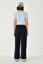 Woman's stitch detailed palazzo sweatpants 746 navy blue - 5