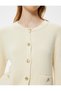 Crew Neck Pocket-Detail Buttoned Knit Cardigan - 5