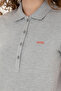Women's Gray Melange Basic Polo Neck T-Shirt 50285846 -Vr086 - 7