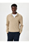 Half Zippered Stand Collar Cotton Blended Sweater - 2