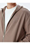 Zippered Cotton Pocket Detailed Embroidered Hooded Denim Jacket - 5