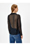Tulle Sheer Shirt Front Tie Detail Long Sleeve - 4