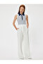Sleeveless Gold Button Detailed Polo Collar Knitwear Top