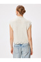 Stand Collar Sleeveless Openwork Knitted Sweater - 4