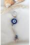Nazar Boncuk Keychain 5 Pieces Evil Eye Repellent Evil Eye Hand Made Wicker Blue Beaded Evil Eye Car Ornament - 5