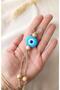 Evil Eye Bead Keychain Blue 10 Pieces Evil Eye Repellent Wooden Beaded Evil Eye Hand Made Wicker Evil Eye Keychain - 7