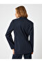 Double-Breasted Blazer Jacket, Hip Length, Covered Double Pockets, Buttoned - 4