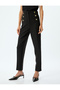 Carrot Cut Gold Button Detailed High Waist Fabric Trousers - 3