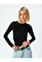 Ribbed Draped Long Sleeve Crew Neck Bodysuit - 3