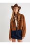 Covered Pocket Detailed Buttoned Comfortable Fit Faux Suede Jacket - 2