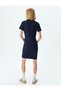 Short Sleeve Half Button Detailed Slim Fit Polo Neck Mini Dress - 4