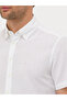 White Slim Fit Linen Blended Short Sleeve Shirt 50269570-Vr013 - 7