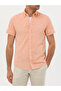 Orange Slim Fit Linen Blended Short Sleeve Shirt 50269570-Vr051 - 6