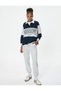 Oversize Sweatshirt College Printed Polo Collar Color Blocked