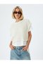 Crochet Detailed T-Shirt Short Sleeve Crew Neck - 3