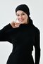 Women's Acrylic Fabric Stand Collar Long Sleeve Midi Length Black Hijab Dress 134 - 5