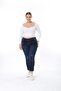 Women's Plus Size Denim Pants Flexible Fabric Pocket Embroidery