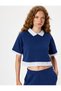 Shirt Collar T-Shirt Crop Short Sleeve Fabric Detail