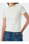 Short Sleeve Crew Neck Viscose Fabric Basic Ribbed T-Shirt - 5