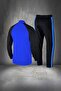 Men's Blue New Supra Combed Cotton Special Design Zippered Tracksuit Set S-3Xl - 4