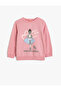 Sweatshirt with Ballerina Print and Glitter Detail, Crew Neck, Long Sleeves