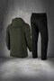 Large Size Men's Khaki Special Supra Combed Hooded Top Sports and Leisure Casual Special Running Set 4Xl-10Xl - 4