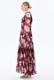 Ribbed Lace Chiffon Dress Burgundy - 2