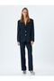 Standard Waist Straight Wide Leg Fabric Trousers with Pockets