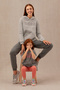 Women's Gray Melange Hooded Basic Sweatshirt 50276022-Vr086