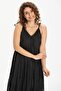 Strappy Voile Aphrodite Midi Summer Dress Black 6051 - 3