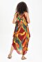 Strappy Voile Aphrodite Midi Length Summer Dress Claret Red 6151 - 2