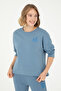 Women's Dark Blue Basic Crew Neck Sweatshirt 50296919-Vr032 - 3