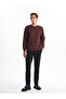 Crew Neck Long Sleeve Men's Textured Sweatshirt (W4) - 2