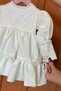 Lace Detail Crepe Girl's Baby Gown Off-White Christening Dress