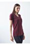 V-Neck Bol Cut Short Sleeve Slit Detail Long Tshirt - 2