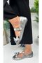 Daily Women's Gray Velvet Bow Ballerina Flats Single Band Buckle Oval Toe Shoes 283