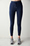 Navy Blue Comfort High Waist Pocket Detailed Ankle Length Leggings - 2