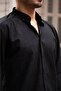Slim Fit Velvet Shirt - Black - 4
