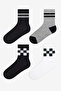 Set of 4 Colorful Checkers and Lines Socks for Boys