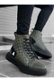 BA0159 Lace-up Khaki Quilted Men's High Sole Sports Boots