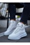 BA0321 Hidden Lace Men's High Sole White Sports Boots