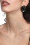 Women's Silver-Colored Lacquer Coated Stud Earrings with Black Enamel