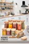 12 Pieces Acrylic Vacuum Wooden Lid Square Spice Bowl Set with Illustrated Label 300 Ml - Spice Bowl Set