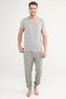 Grey V-neck Ss Pantalon Set