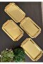 6 Pieces Coffee & Tea & Presentation Tray Long Tray with Gold Roses? 30 cm - 2