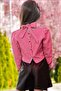 Girl's Back Button Detailed Striped Blouse Leather Shorts Suit - 2