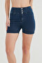 Denim Blue Midi Push Up Shorts - 2